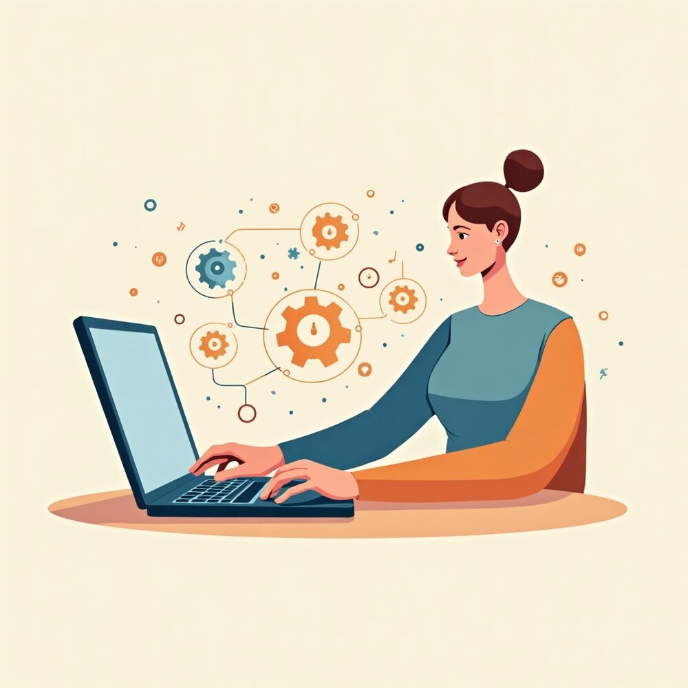 Automatiser ses tâches avec l'IA quand on travaille seul, illustration éditoriale par Clara Morel, intelligence artificielle