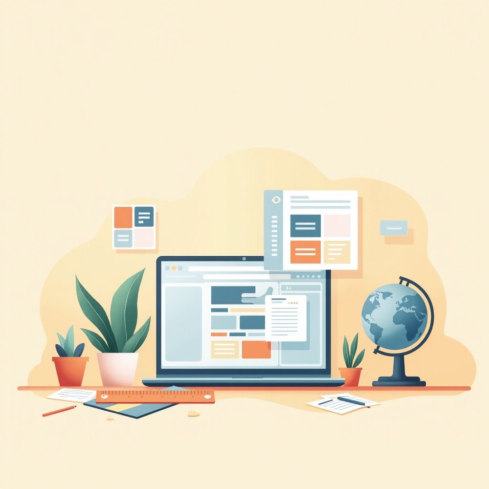 Choisir un nom de domaine simple, clair et durable, illustration éditoriale par Clara Morel, création site web