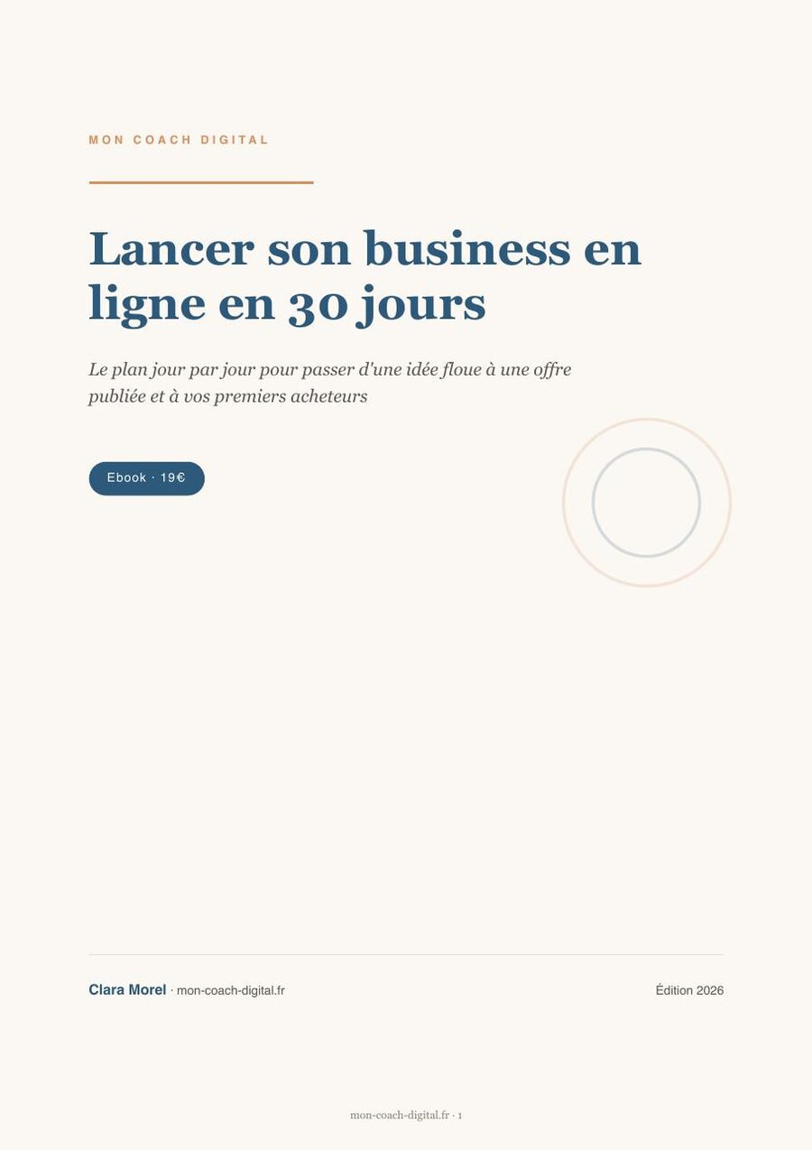 Aperçu réel de l'ebook Lancer son business en ligne en 30 jours : la couverture