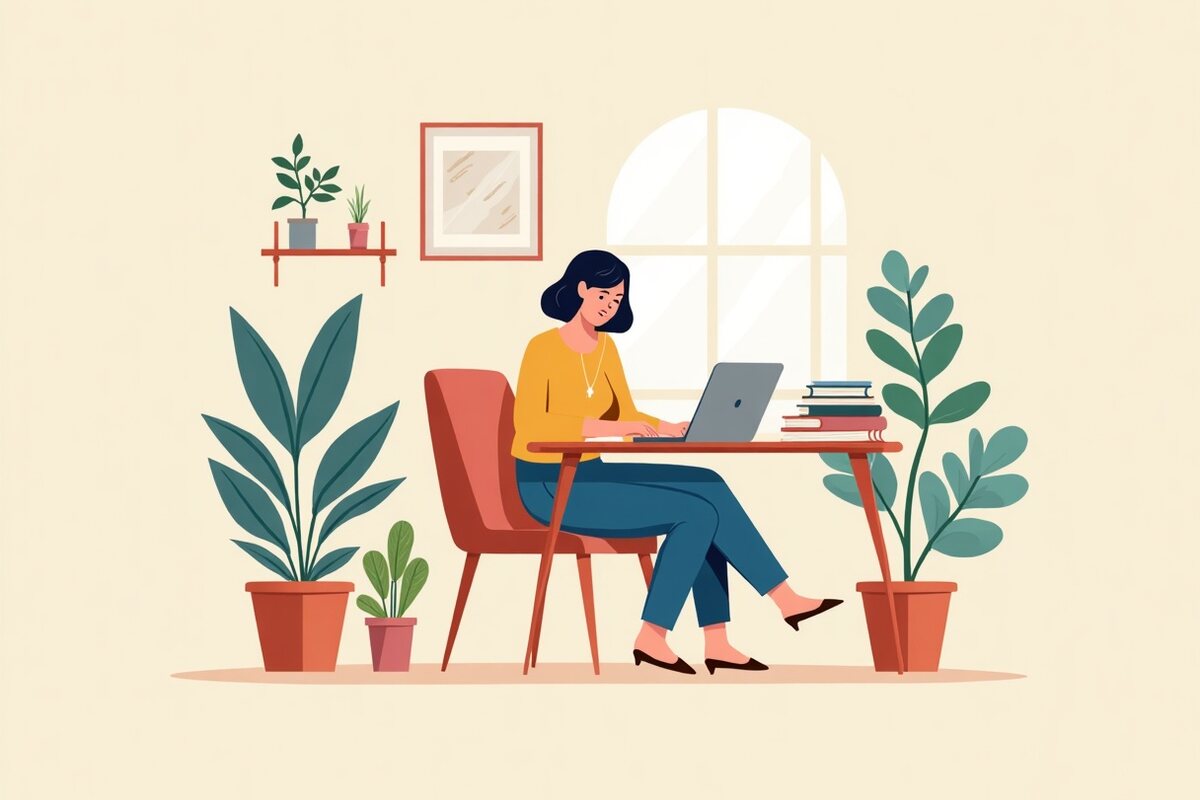 Clara Morel, coach digitale, à son bureau lumineux